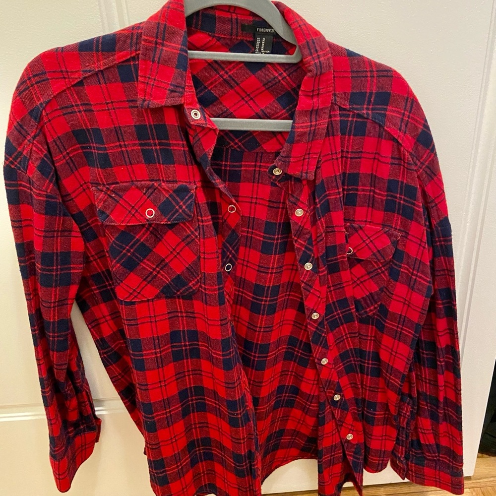 Red & Navy Plaid Shirt